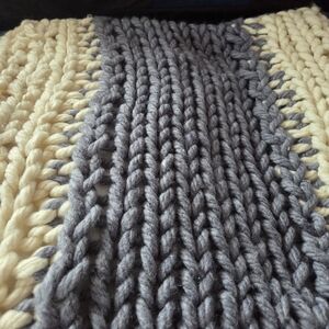 Two Chunky Knit Cushion Covers NEW Cream And Cream And Grey